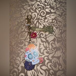 Disney Parks Coco Keychain Calavera Skull Guitar 3 Charm Metal Key Bag Clip